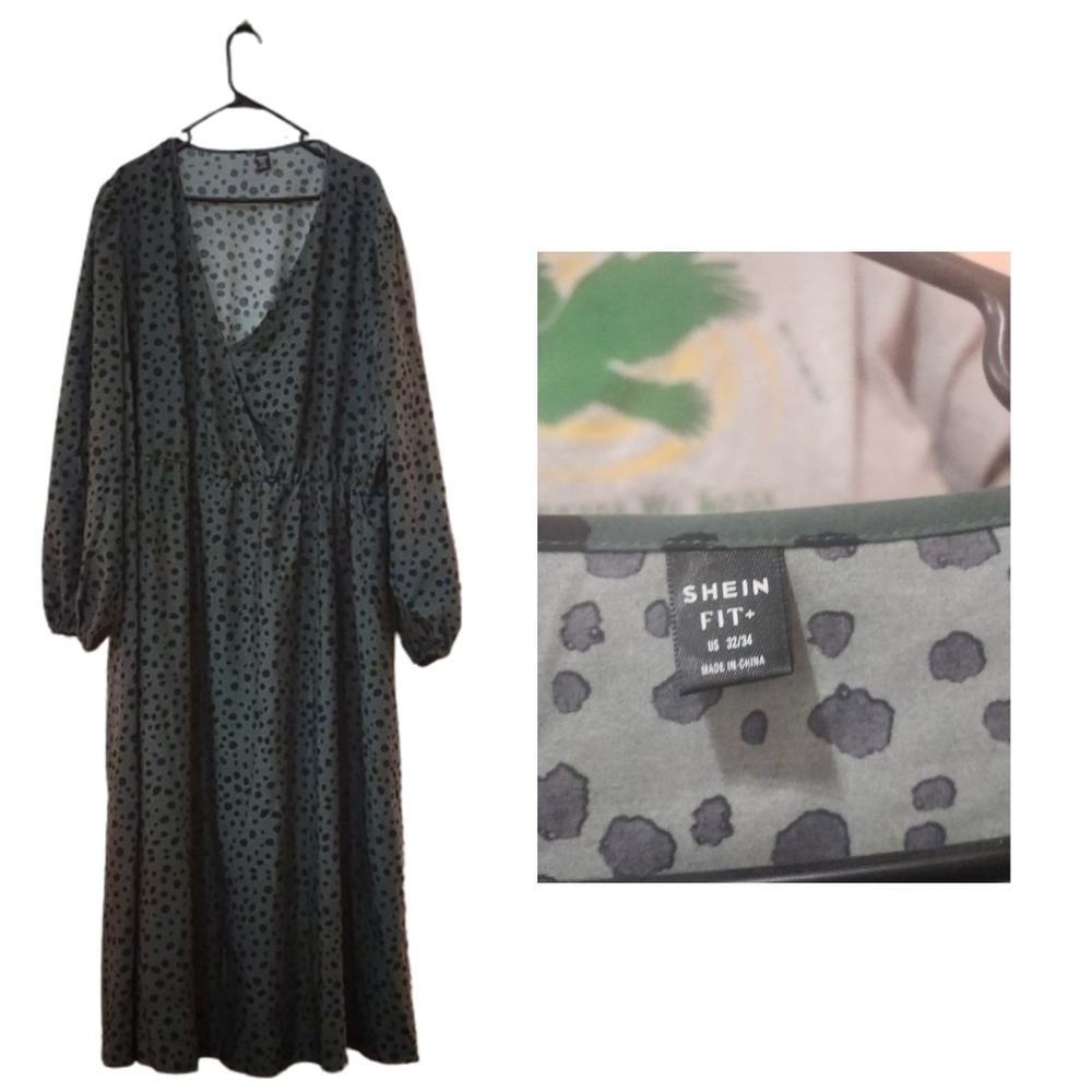 Dark green dalmatian print dress